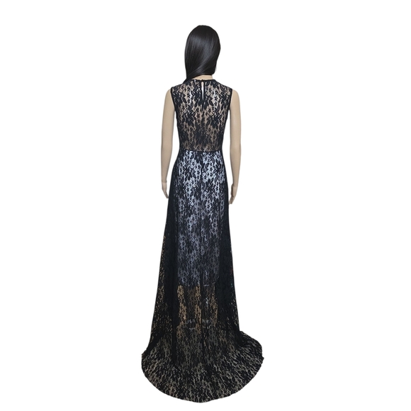 Elegant Black Lace Sleeveless Dress - Picture 5 of 5